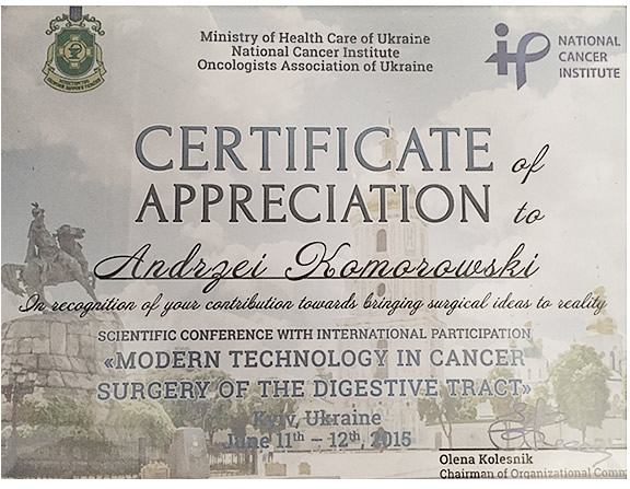 Instytut Raka W Kijowie wizyta Doktoroa Komorowskiego